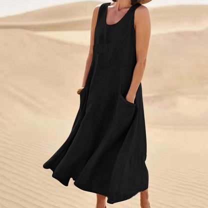 🔥Women's Sleeveless Cotton And Polyester Dress